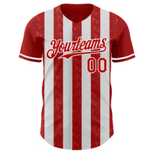 Laden Sie das Bild in den Galerie-Viewer, Custom Red-White Classic Vertical Stripe Fluid Liquid Texture Authentic Baseball Jersey
