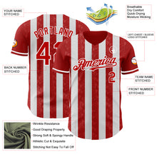 Laden Sie das Bild in den Galerie-Viewer, Custom Red-White Classic Vertical Stripe Fluid Liquid Texture Authentic Baseball Jersey
