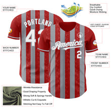 Charger l'image dans la galerie, Custom Red White-Gray Classic Vertical Stripe Fluid Liquid Texture Authentic Baseball Jersey
