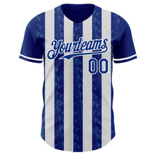 Load image into Gallery viewer, Custom Royal-White Classic Vertical Stripe Fluid Liquid Texture Authentic Baseball Jersey
