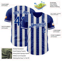 Load image into Gallery viewer, Custom Royal-White Classic Vertical Stripe Fluid Liquid Texture Authentic Baseball Jersey
