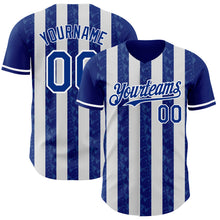 Load image into Gallery viewer, Custom Royal-White Classic Vertical Stripe Fluid Liquid Texture Authentic Baseball Jersey
