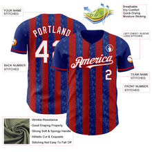 Load image into Gallery viewer, Custom Royal White-Red Classic Vertical Stripe Fluid Liquid Texture Authentic Baseball Jersey
