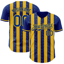 Load image into Gallery viewer, Custom Royal-Yellow Classic Vertical Stripe Fluid Liquid Texture Authentic Baseball Jersey
