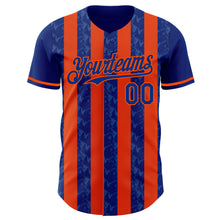 Laden Sie das Bild in den Galerie-Viewer, Custom Royal-Orange Classic Vertical Stripe Fluid Liquid Texture Authentic Baseball Jersey
