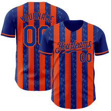 Laden Sie das Bild in den Galerie-Viewer, Custom Royal-Orange Classic Vertical Stripe Fluid Liquid Texture Authentic Baseball Jersey

