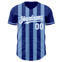 Laden Sie das Bild in den Galerie-Viewer, Custom Royal White-Light Blue Classic Vertical Stripe Fluid Liquid Texture Authentic Baseball Jersey
