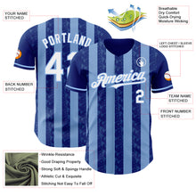 Laden Sie das Bild in den Galerie-Viewer, Custom Royal White-Light Blue Classic Vertical Stripe Fluid Liquid Texture Authentic Baseball Jersey
