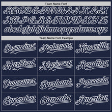 Laden Sie das Bild in den Galerie-Viewer, Custom Navy-White Classic Vertical Stripe Fluid Liquid Texture Authentic Baseball Jersey
