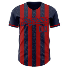 Charger l'image dans la galerie, Custom Navy-Red Classic Vertical Stripe Fluid Liquid Texture Authentic Baseball Jersey
