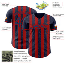 Charger l'image dans la galerie, Custom Navy-Red Classic Vertical Stripe Fluid Liquid Texture Authentic Baseball Jersey
