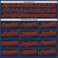 Charger l'image dans la galerie, Custom Navy-Orange Classic Vertical Stripe Fluid Liquid Texture Authentic Baseball Jersey
