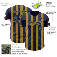 Charger l'image dans la galerie, Custom Navy-Old Gold Classic Vertical Stripe Fluid Liquid Texture Authentic Baseball Jersey
