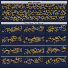 Charger l'image dans la galerie, Custom Navy-Old Gold Classic Vertical Stripe Fluid Liquid Texture Authentic Baseball Jersey
