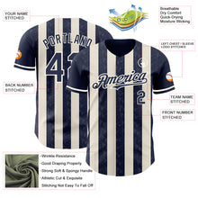 Charger l'image dans la galerie, Custom Navy Cream-Cream Classic Vertical Stripe Fluid Liquid Texture Authentic Baseball Jersey
