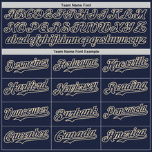 Charger l'image dans la galerie, Custom Navy Cream-Cream Classic Vertical Stripe Fluid Liquid Texture Authentic Baseball Jersey
