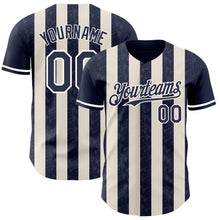 Charger l'image dans la galerie, Custom Navy Cream-Cream Classic Vertical Stripe Fluid Liquid Texture Authentic Baseball Jersey
