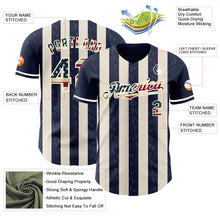 Load image into Gallery viewer, Custom Navy Vintage USA Flag Cream-Cream Classic Vertical Stripe Fluid Liquid Texture Authentic Baseball Jersey
