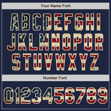 Load image into Gallery viewer, Custom Navy Vintage USA Flag Cream-Cream Classic Vertical Stripe Fluid Liquid Texture Authentic Baseball Jersey
