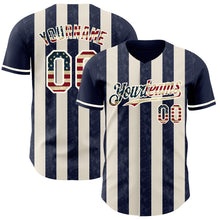 Load image into Gallery viewer, Custom Navy Vintage USA Flag Cream-Cream Classic Vertical Stripe Fluid Liquid Texture Authentic Baseball Jersey

