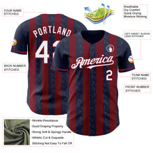 Charger l'image dans la galerie, Custom Navy White-Crimson Classic Vertical Stripe Fluid Liquid Texture Authentic Baseball Jersey
