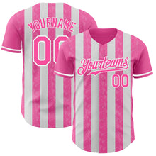 Load image into Gallery viewer, Custom Pink-White Classic Vertical Stripe Fluid Liquid Texture Authentic Baseball Jersey
