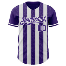 Laden Sie das Bild in den Galerie-Viewer, Custom Purple-White Classic Vertical Stripe Fluid Liquid Texture Authentic Baseball Jersey
