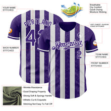 Laden Sie das Bild in den Galerie-Viewer, Custom Purple-White Classic Vertical Stripe Fluid Liquid Texture Authentic Baseball Jersey
