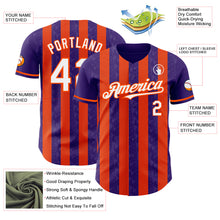 Charger l'image dans la galerie, Custom Purple White-Orange Classic Vertical Stripe Fluid Liquid Texture Authentic Baseball Jersey
