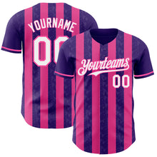 Laden Sie das Bild in den Galerie-Viewer, Custom Purple White-Pink Classic Vertical Stripe Fluid Liquid Texture Authentic Baseball Jersey
