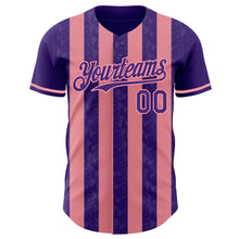 Charger l'image dans la galerie, Custom Purple-Medium Pink Classic Vertical Stripe Fluid Liquid Texture Authentic Baseball Jersey

