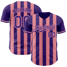 Charger l'image dans la galerie, Custom Purple-Medium Pink Classic Vertical Stripe Fluid Liquid Texture Authentic Baseball Jersey
