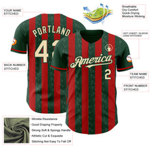 Load image into Gallery viewer, Custom Green Cream-Red Classic Vertical Stripe Fluid Liquid Texture Authentic Baseball Jersey
