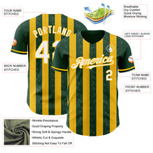 Load image into Gallery viewer, Custom Green White-Gold Classic Vertical Stripe Fluid Liquid Texture Authentic Baseball Jersey
