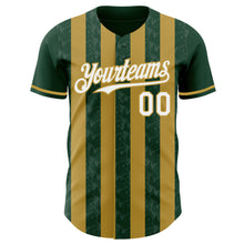 Charger l'image dans la galerie, Custom Green White-Old Gold Classic Vertical Stripe Fluid Liquid Texture Authentic Baseball Jersey
