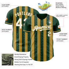Charger l'image dans la galerie, Custom Green White-Old Gold Classic Vertical Stripe Fluid Liquid Texture Authentic Baseball Jersey
