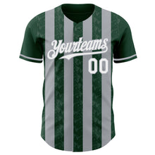 Laden Sie das Bild in den Galerie-Viewer, Custom Green White-Gray Classic Vertical Stripe Fluid Liquid Texture Authentic Baseball Jersey
