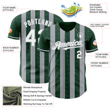 Laden Sie das Bild in den Galerie-Viewer, Custom Green White-Gray Classic Vertical Stripe Fluid Liquid Texture Authentic Baseball Jersey
