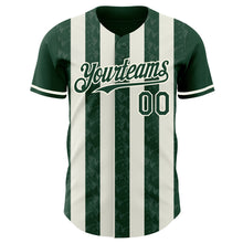 Charger l'image dans la galerie, Custom Green Cream-Cream Classic Vertical Stripe Fluid Liquid Texture Authentic Baseball Jersey
