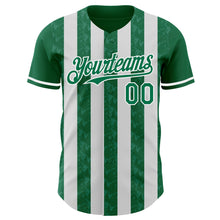 Загрузить изображение в средство просмотра галереи, Custom Kelly Green-White Classic Vertical Stripe Fluid Liquid Texture Authentic Baseball Jersey
