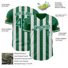 Загрузить изображение в средство просмотра галереи, Custom Kelly Green-White Classic Vertical Stripe Fluid Liquid Texture Authentic Baseball Jersey
