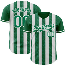 Загрузить изображение в средство просмотра галереи, Custom Kelly Green-White Classic Vertical Stripe Fluid Liquid Texture Authentic Baseball Jersey
