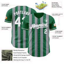Charger l'image dans la galerie, Custom Kelly Green White-Gray Classic Vertical Stripe Fluid Liquid Texture Authentic Baseball Jersey
