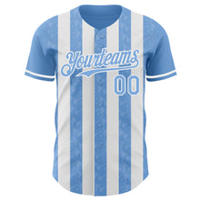 Загрузить изображение в средство просмотра галереи, Custom Light Blue-White Classic Vertical Stripe Fluid Liquid Texture Authentic Baseball Jersey
