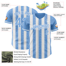 Загрузить изображение в средство просмотра галереи, Custom Light Blue-White Classic Vertical Stripe Fluid Liquid Texture Authentic Baseball Jersey
