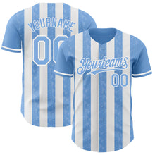 Загрузить изображение в средство просмотра галереи, Custom Light Blue-White Classic Vertical Stripe Fluid Liquid Texture Authentic Baseball Jersey
