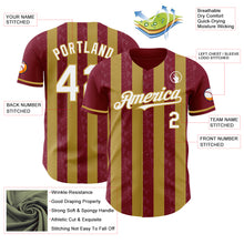 Laden Sie das Bild in den Galerie-Viewer, Custom Crimson White-Old Gold Classic Vertical Stripe Fluid Liquid Texture Authentic Baseball Jersey
