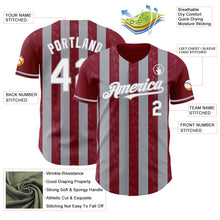 Load image into Gallery viewer, Custom Crimson White-Gray Classic Vertical Stripe Fluid Liquid Texture Authentic Baseball Jersey
