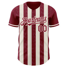 Load image into Gallery viewer, Custom Crimson Cream-Cream Classic Vertical Stripe Fluid Liquid Texture Authentic Baseball Jersey
