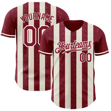 Load image into Gallery viewer, Custom Crimson Cream-Cream Classic Vertical Stripe Fluid Liquid Texture Authentic Baseball Jersey
